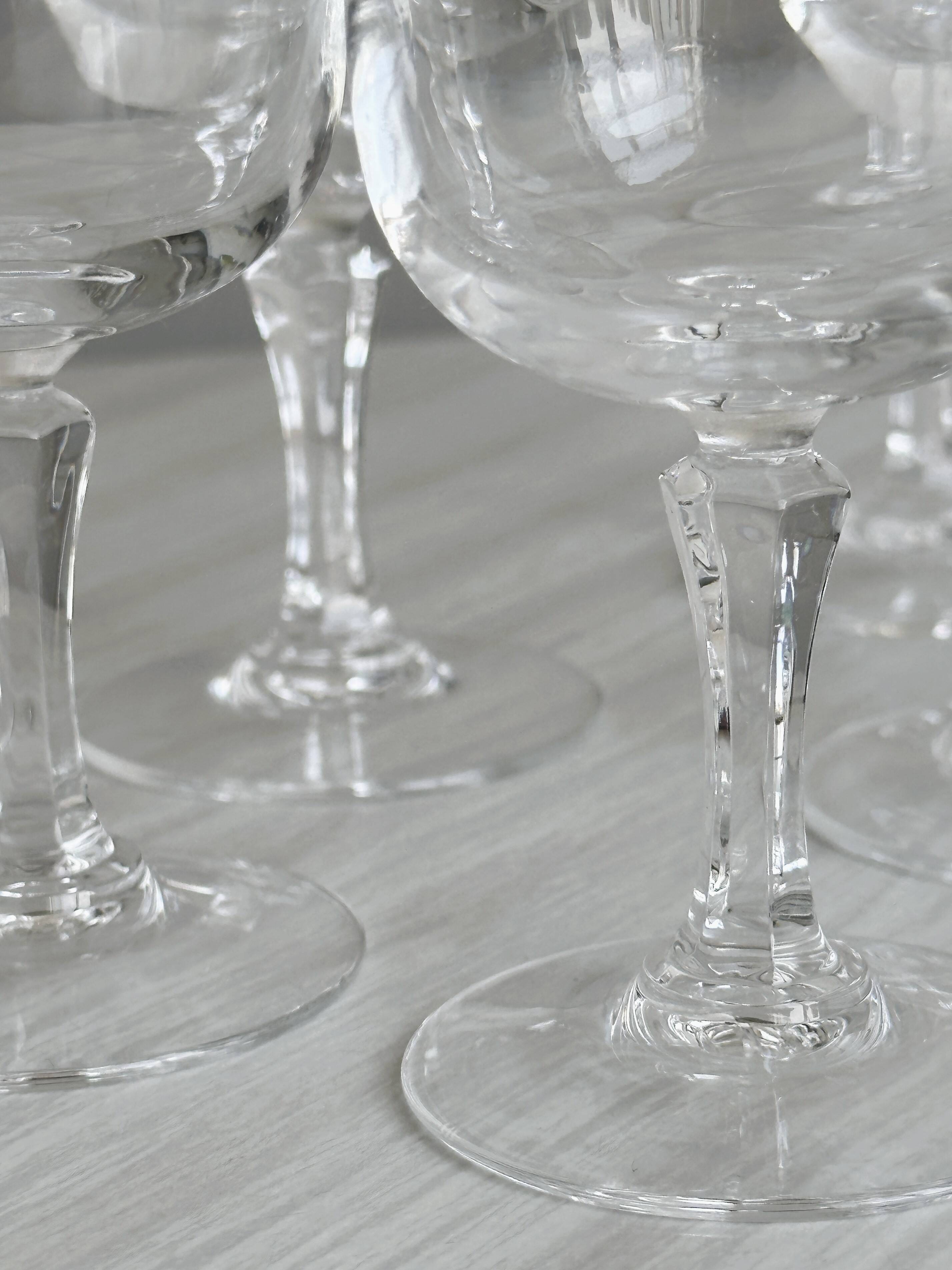 Set of 6 chiseled crystal digestive glasses