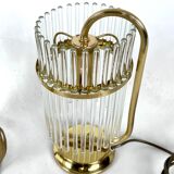 Vintage Italian pair of Signed brass table lamps by Sciolari. Italy 1970s