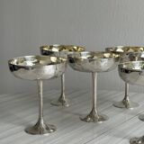 6 shiny metal footed bowls