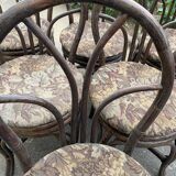 Suite of six chairs in curved wicker XX century