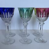6 St Louis Tommy coloured wine glasses