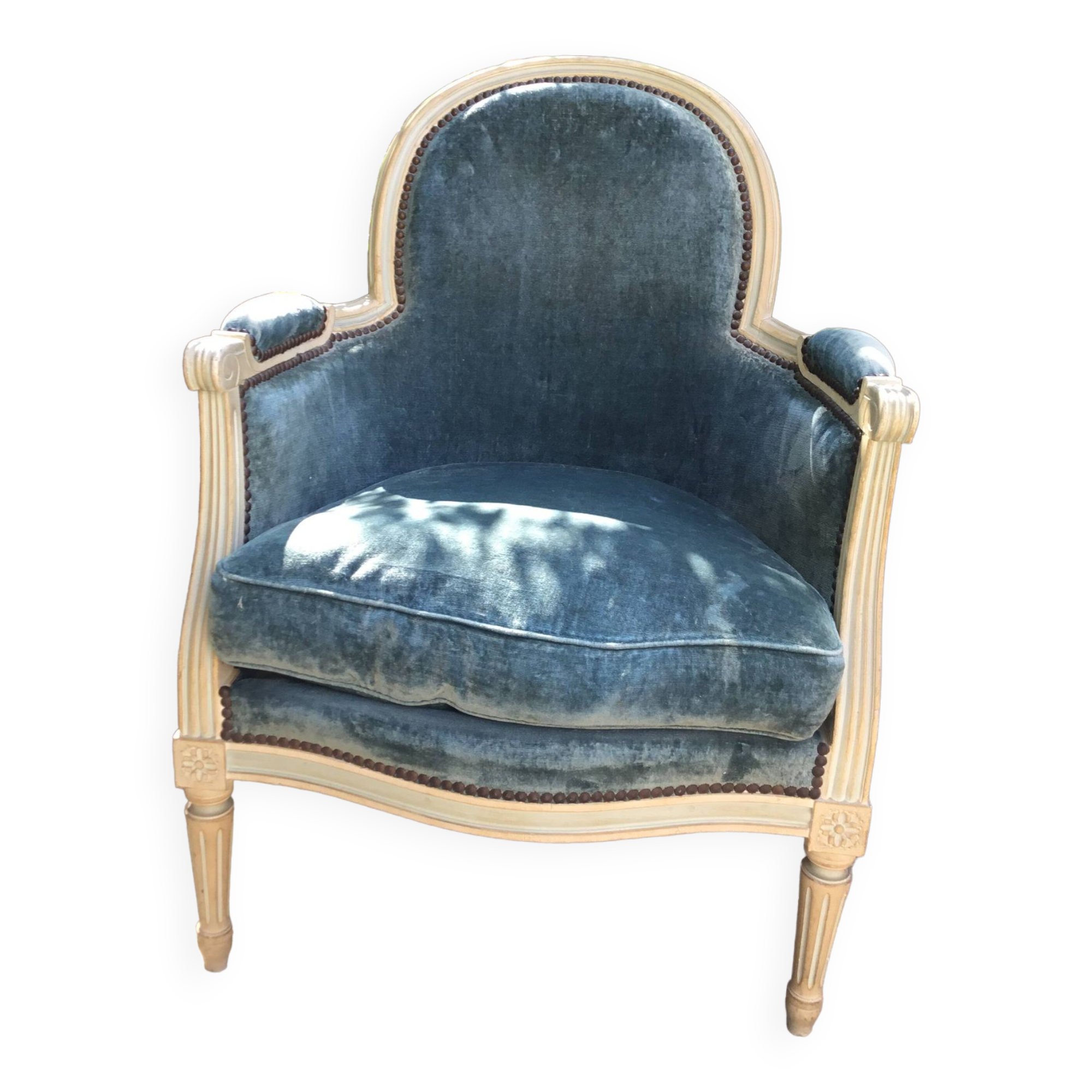 Louis XVI style in cream patinated wood armchair