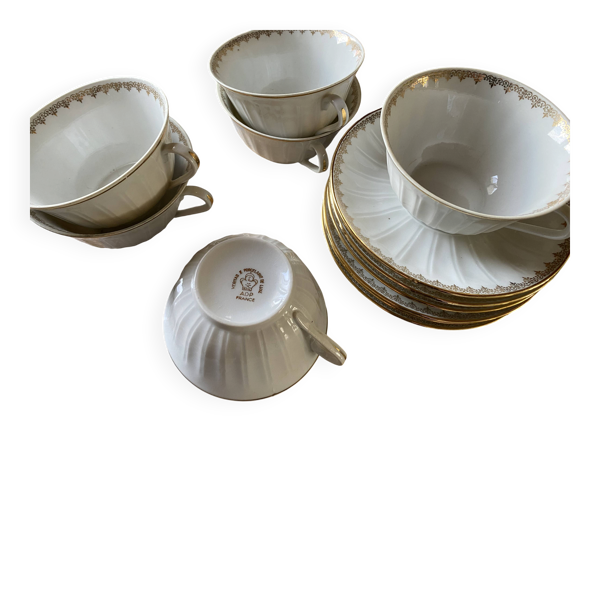 6 tasses et soucoupes porcelaine ADP France Royal de Luxe