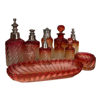 Garniture de toilette vintage Baccarat modèle Bambou