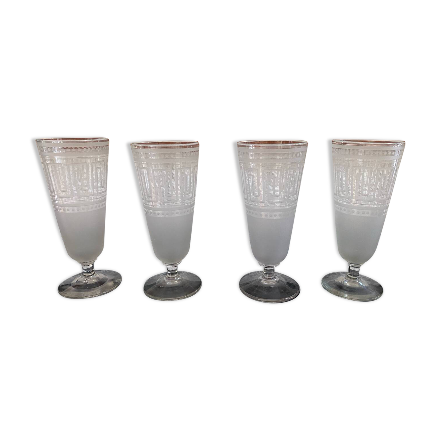 Lot de 4 verres à pied gravés de style Art Déco