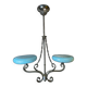 Art Deco chandelier with blue opaline glass
