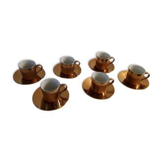 Set of 6 coffee cups with saucers