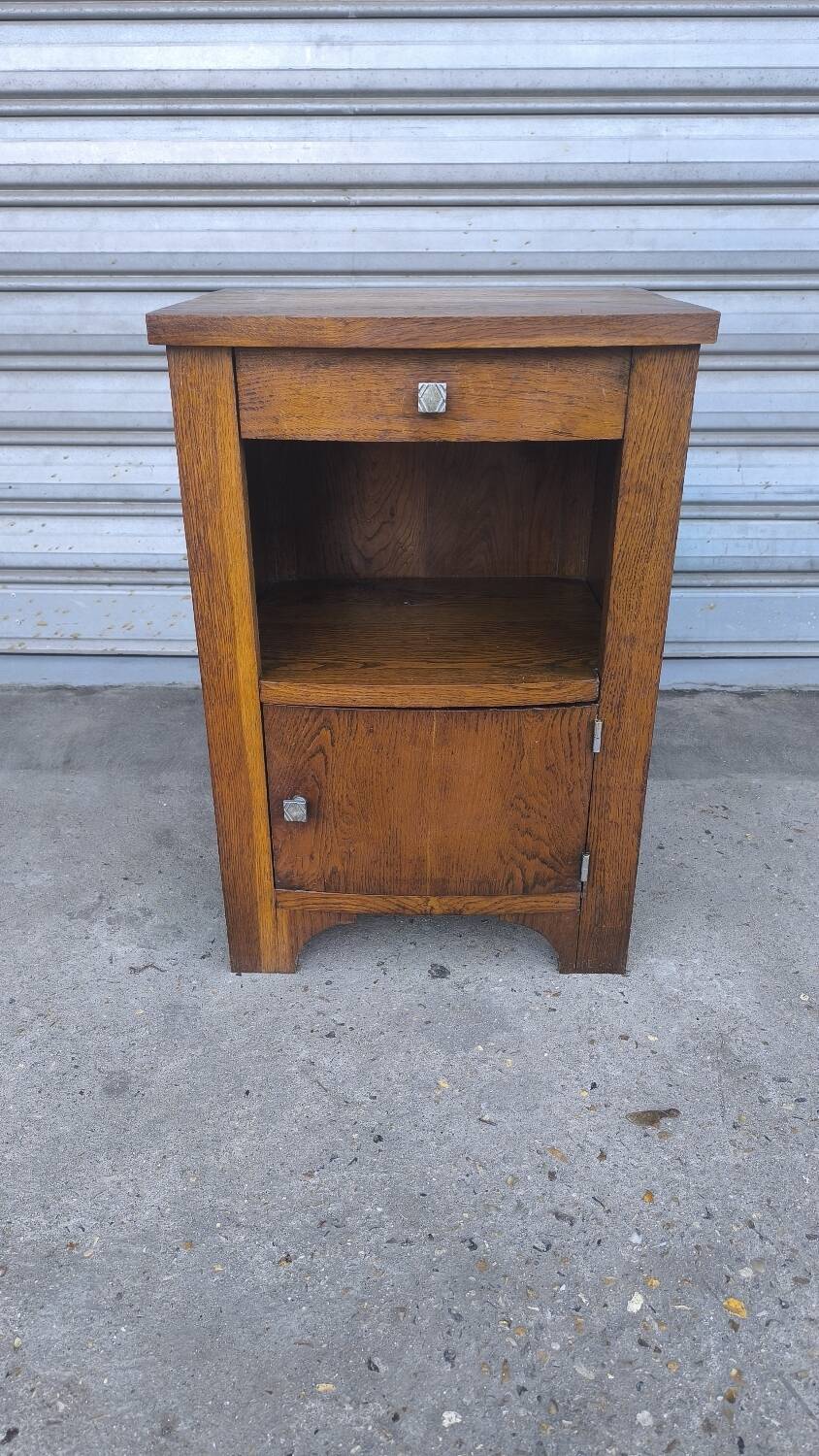 Art Deco bedside table in solid oak