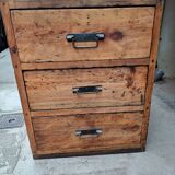 Pair of workshop furniture, solid wood, metal top 1930, 1950