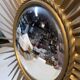 Golden metal witch's eye sun mirror from the 70s, 86cm.