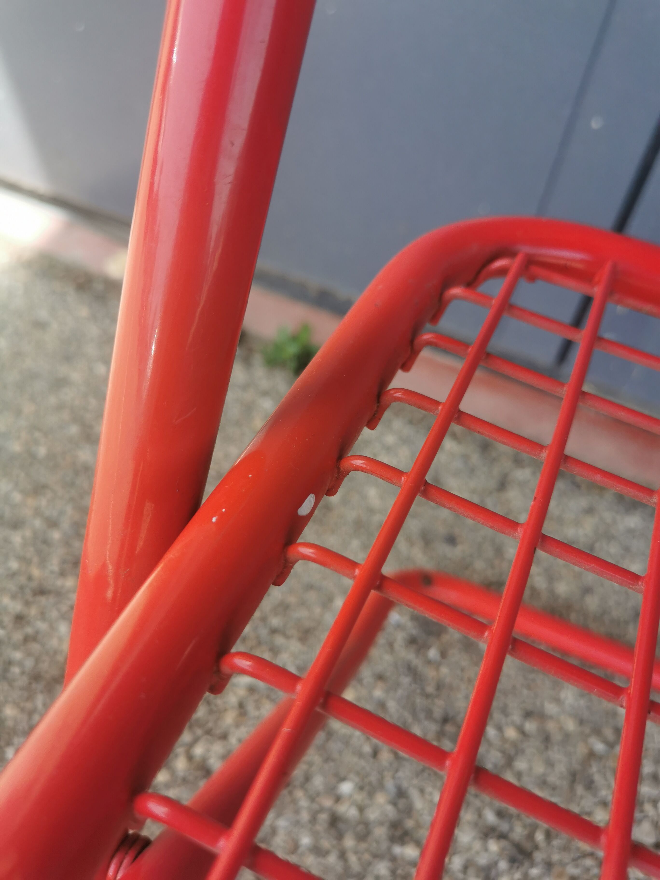 Vintage red metal folding chair