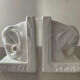 Pair of vintage enamelled ceramic elephant bookends