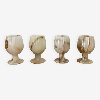 4 onyx wine glasses 1970