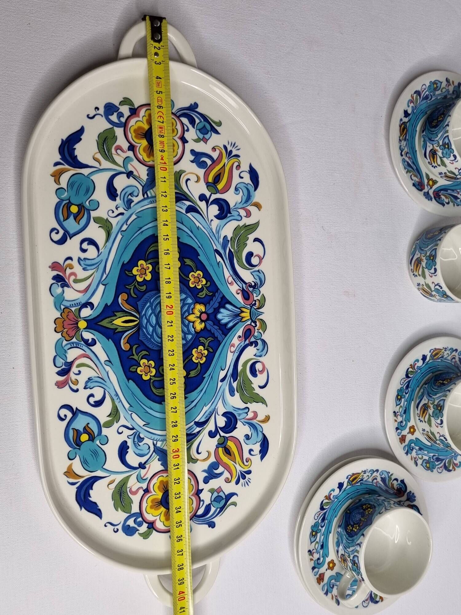 Coffee service, four cups and a tray, Izmir, Villeroy and Boch, 1970s