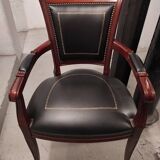 Genoveva armchairs directoire style black leather border gold