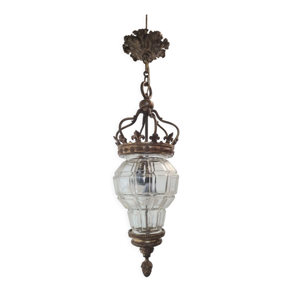 Lanterne avec couronne fleur de lys en bronze 19 eme — Beyit