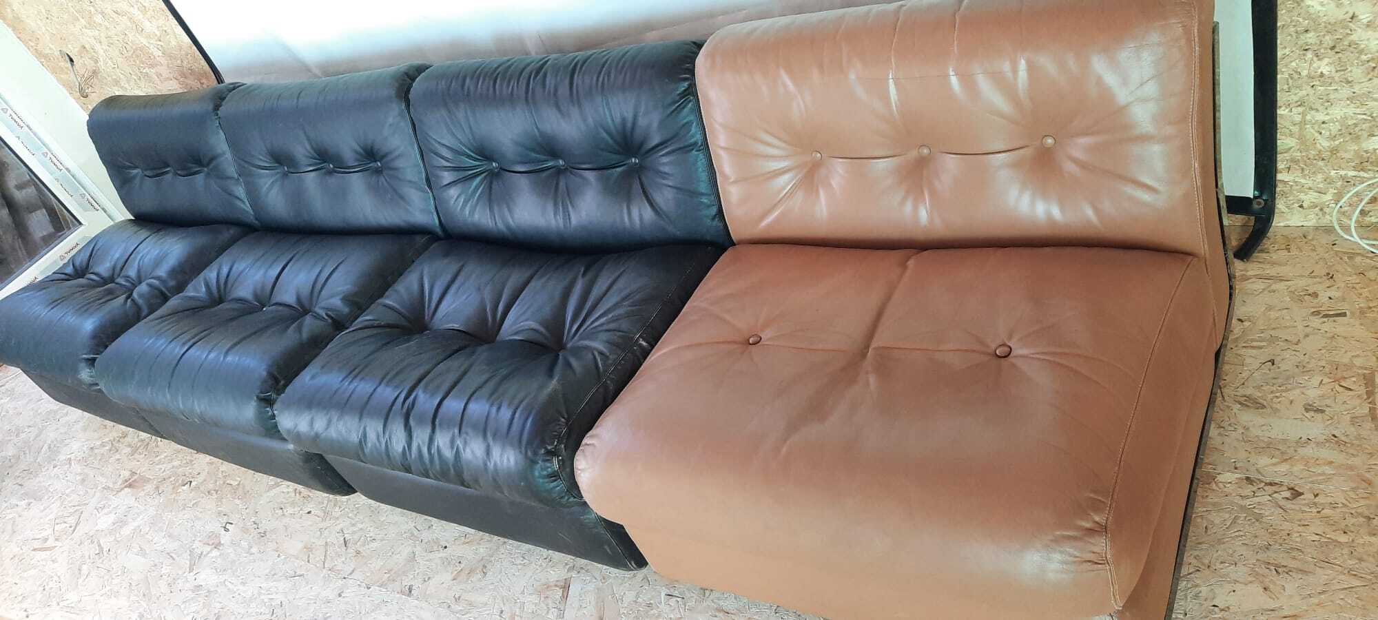set of 4 armchairs in leather model Amanta by Mario Bellini for B&B Italia 1970