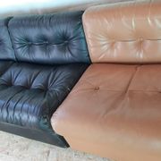 set of 4 armchairs in leather model Amanta by Mario Bellini for B&B Italia 1970