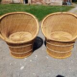 Pair of Vintage Wicker Armchairs