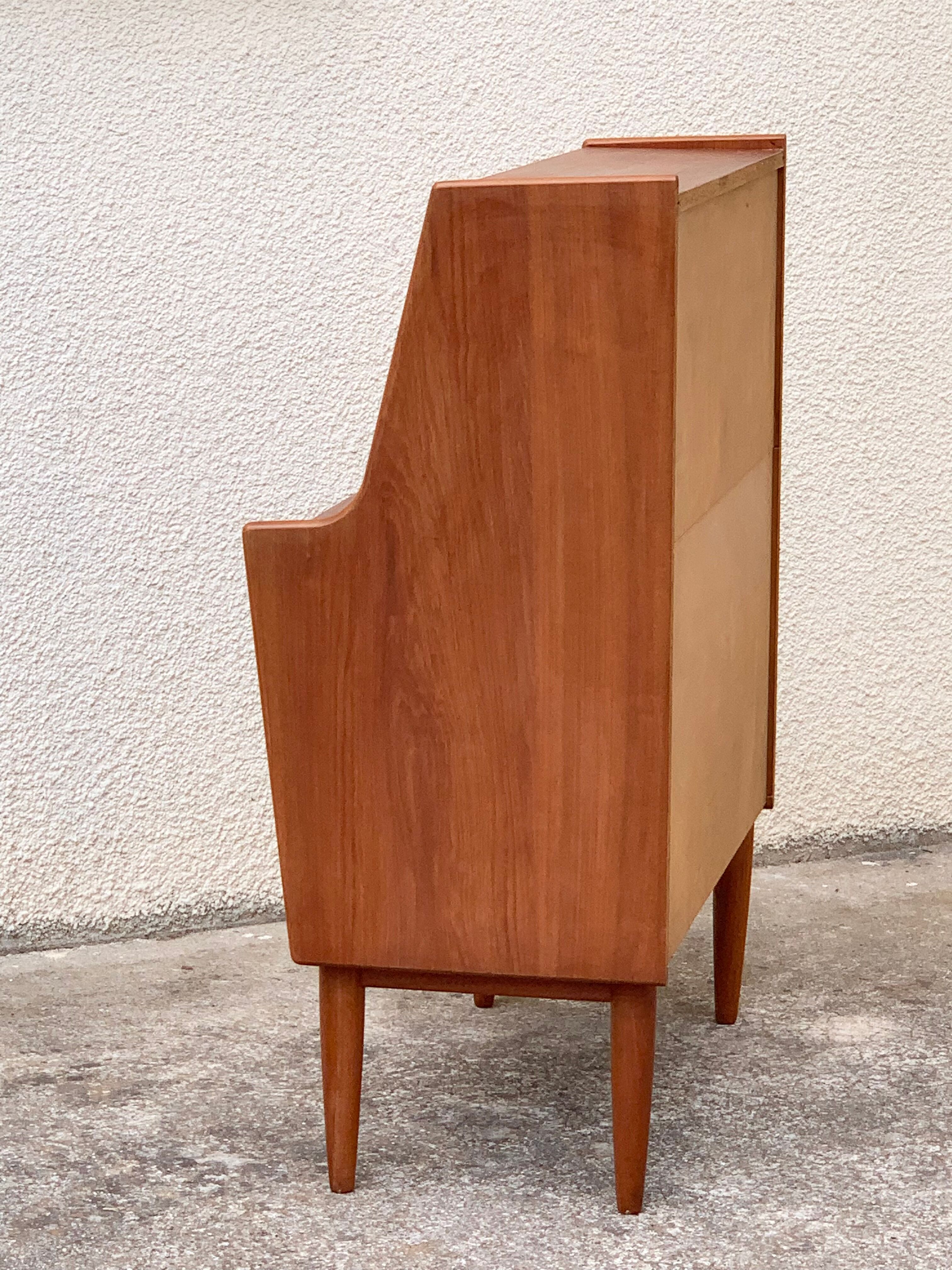 Secretary chest of drawers Teak by Arne Wahl Iversen for Falster Modelfabrik 1960