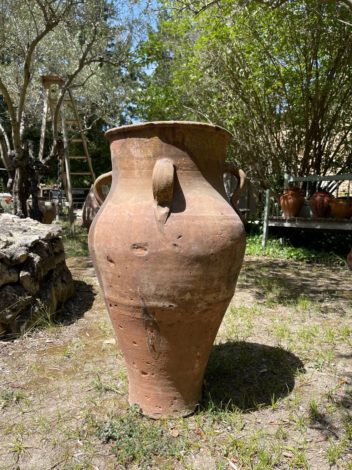 Ancient terracotta pottery jar