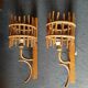 2 appliques en bambou et rotin, années 50-60