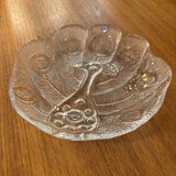 Assiette, Peakcock, verre de cristal, Lars Hellsten, Orrefors, Suède, 1970
