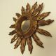 Old golden wood sun mirror 27cm