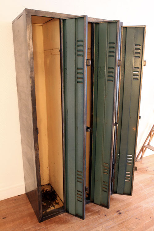 Former locker room metal industrial 3 doors.