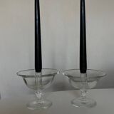 Pair of 19th century Medici glass candlesticks with button feet