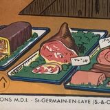 School poster 1960 framed double-sided n14bis The butcher charcutier- n 15 The garage