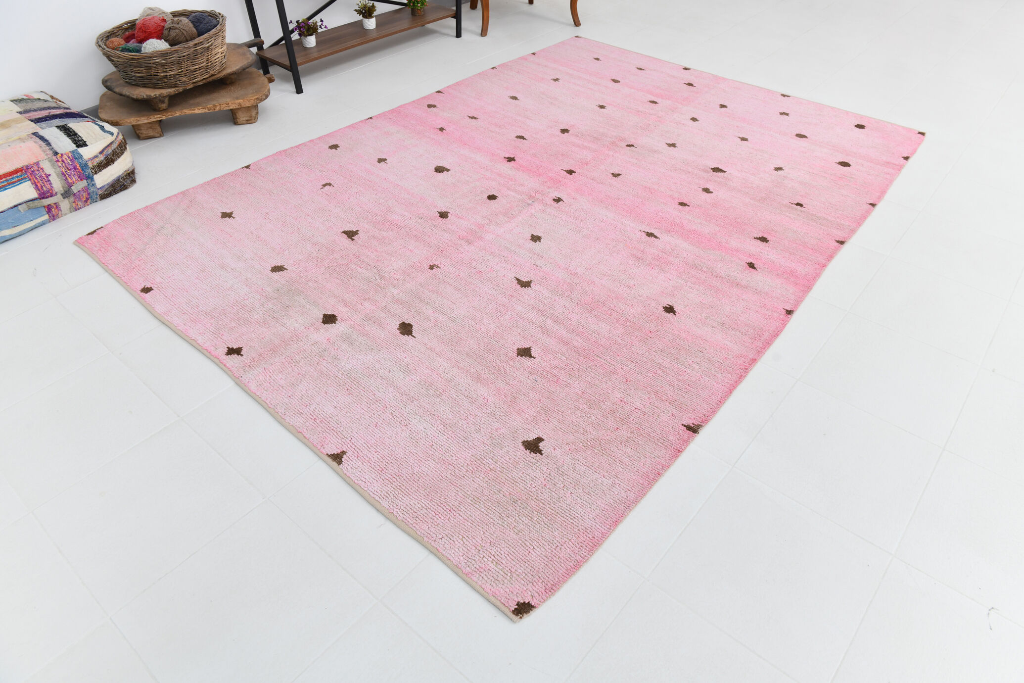 Tapis de chanvre rose poussiéreux 7x10, 212x301cm