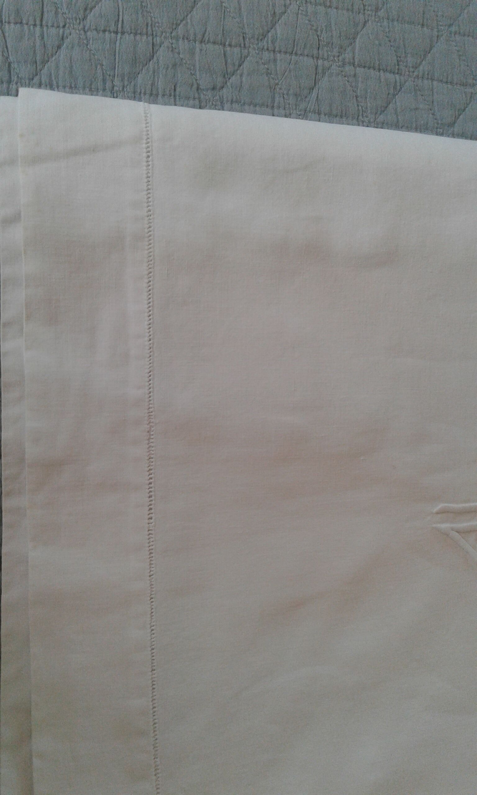 Old lin drapery embroidered monogram rg art deco style