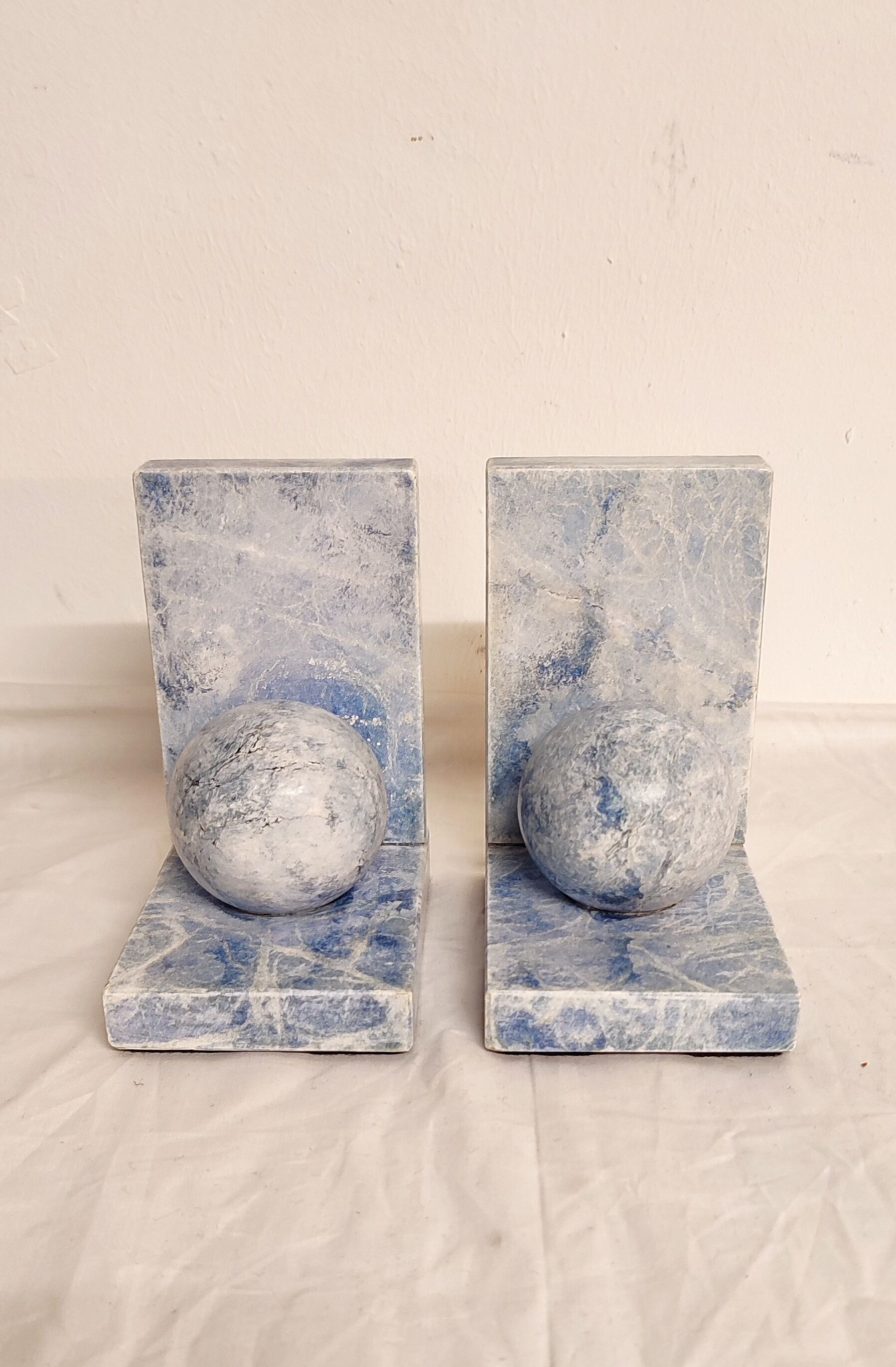 Blue marble bookend. Spain, 1970s.