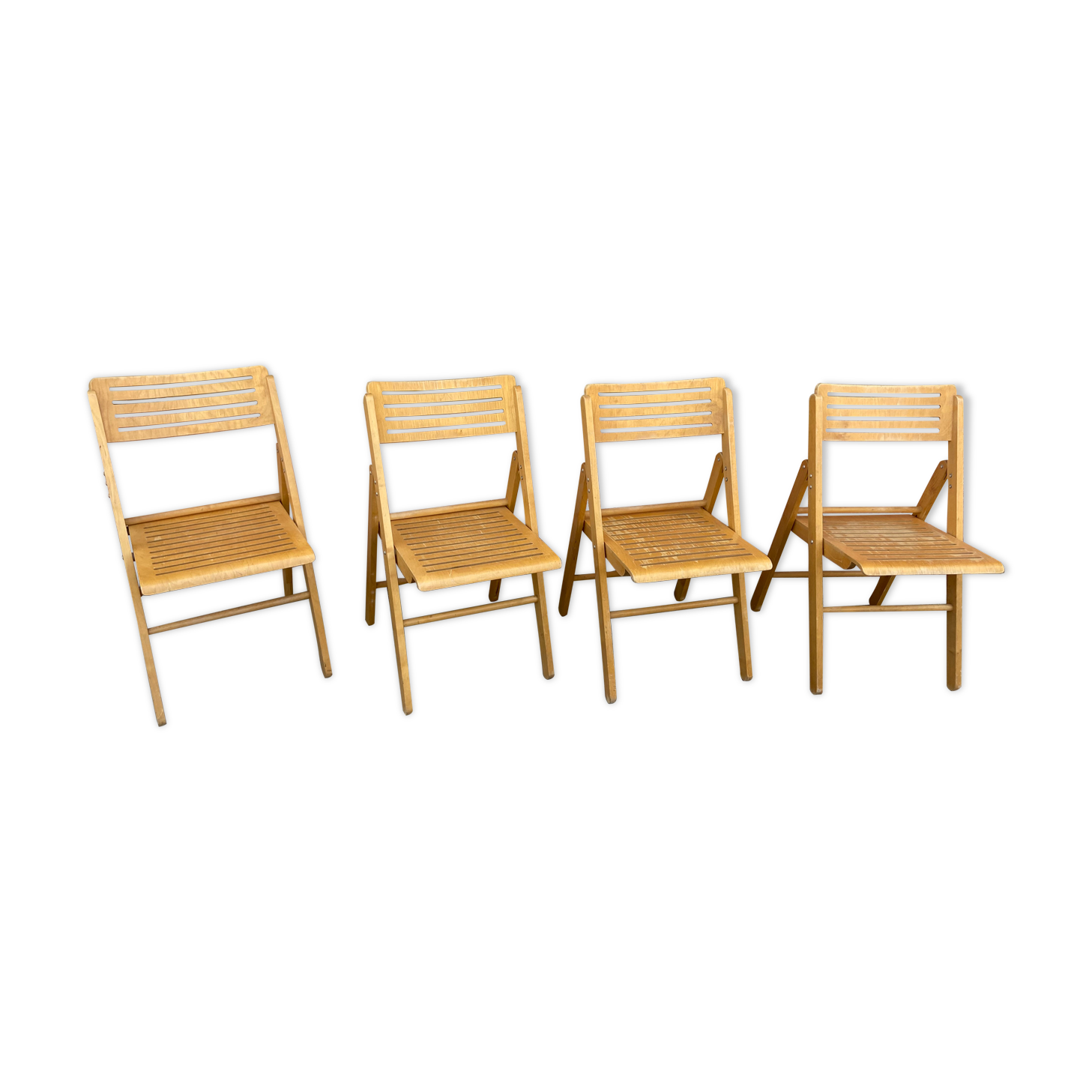 Series of 4 Scandinavian folding chairs 70s
