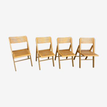 Series of 4 Scandinavian folding chairs 70s