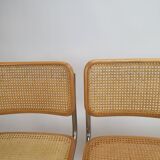 Set of 4 tubular frame and cane dining chairs by Marcel Breuer, 1970s