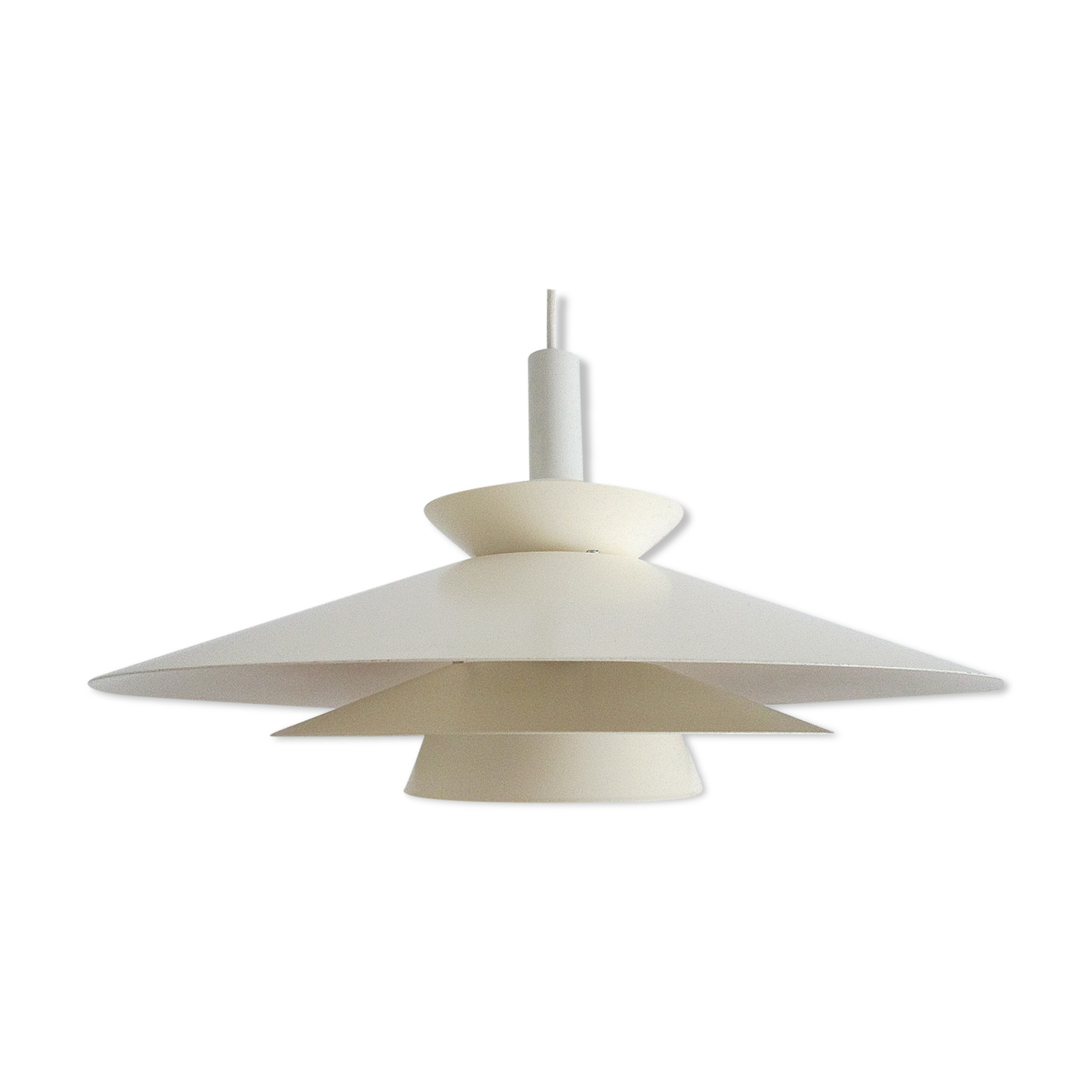 Danish Mid-century vintage pendant light, off-white, classic lines, glare free, PH-style