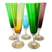 Lot de 5 flûtes à champagne colorées
