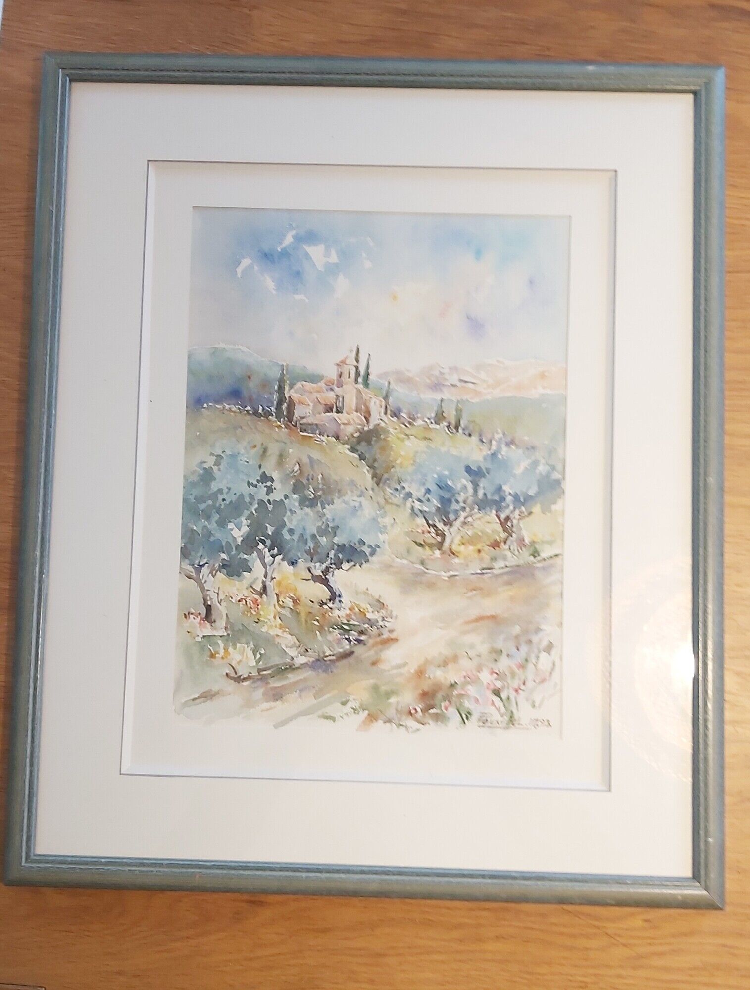 Watercolor framed under glass by Maurice Pouxviel - 1993