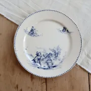 Antique flat plate Creil and Montereau Téniers service - Ironstone