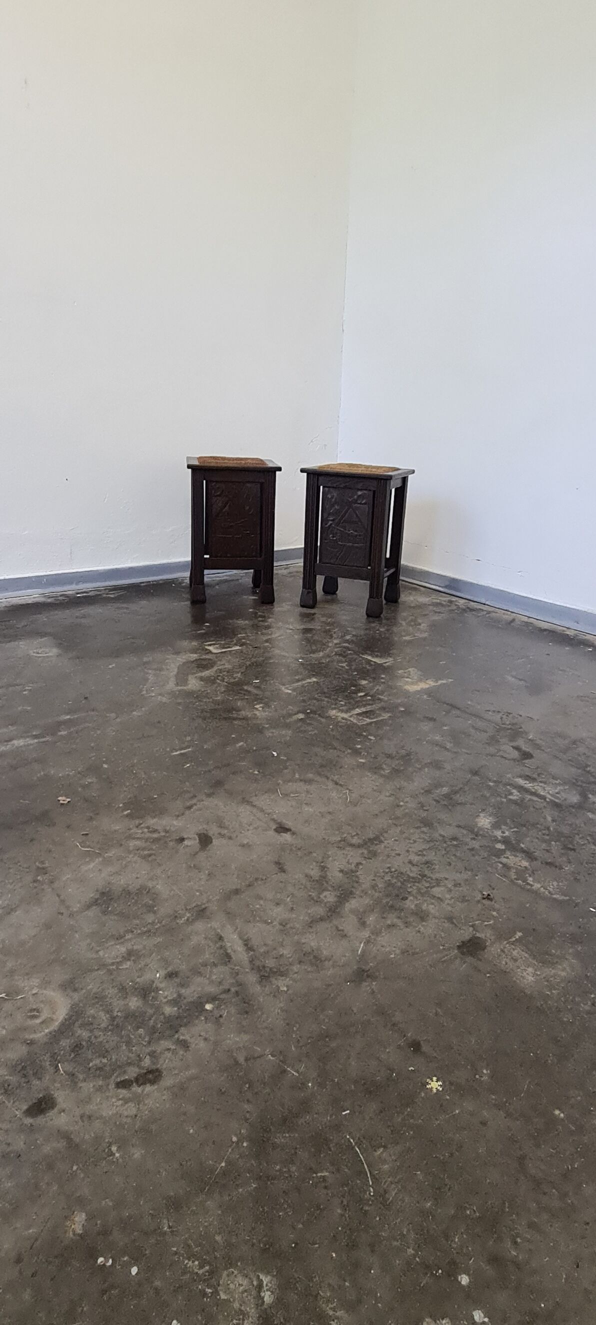 Vintage oak stools made in Worpswede Germany