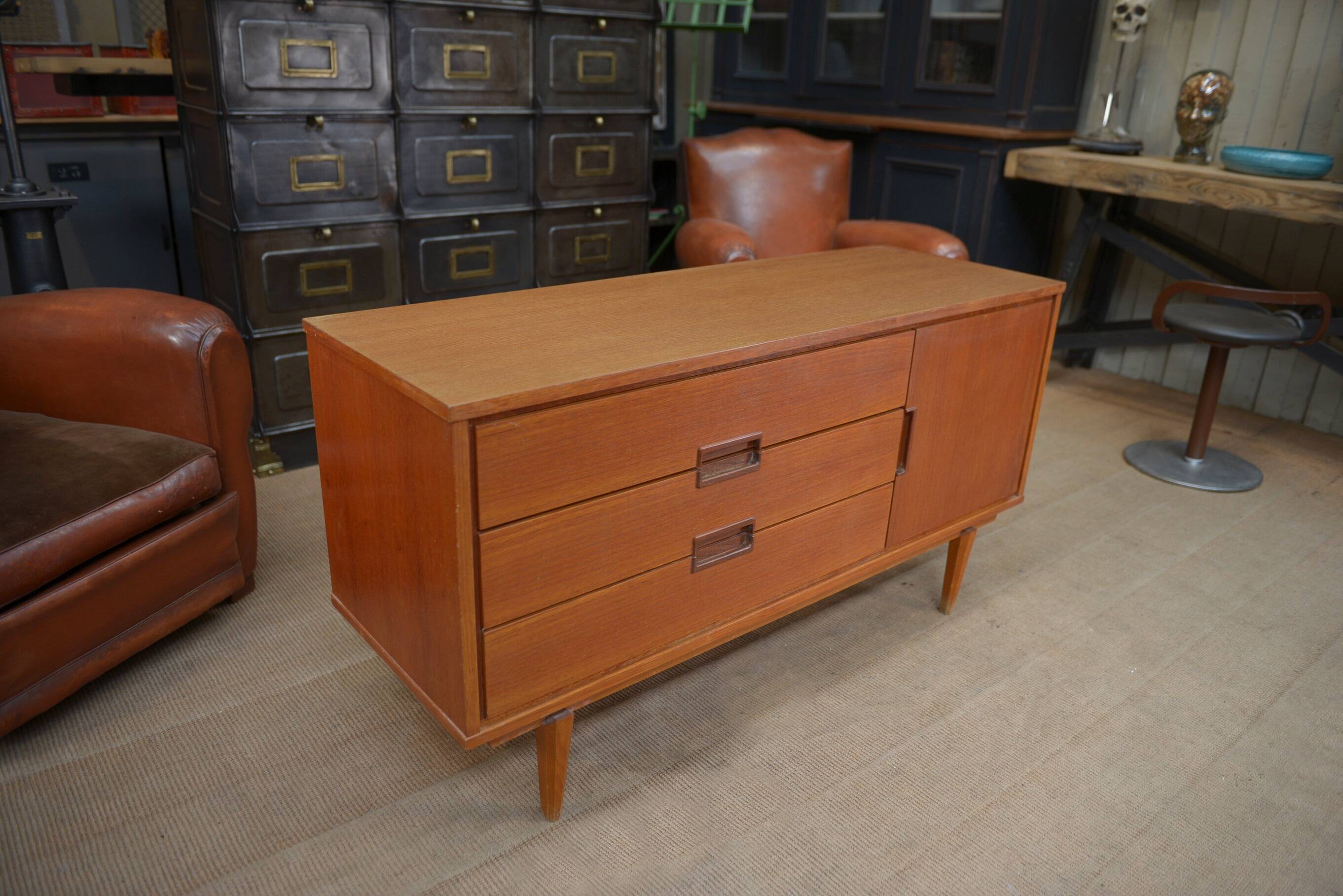 Small vintage teak low cabinet 1960