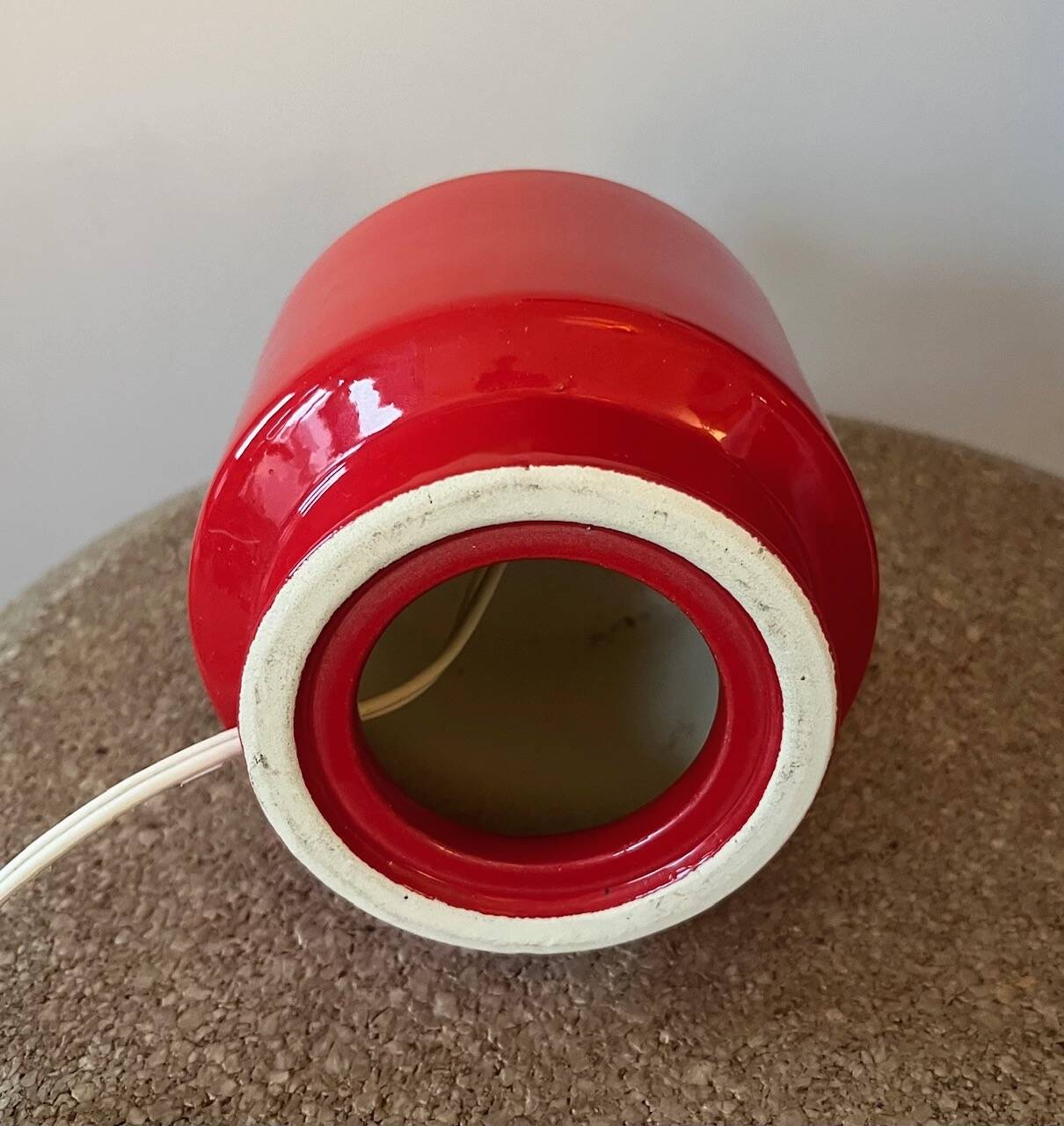 Vintage red ceramic lamp - 1960s / 1970s