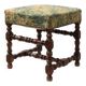 Louis XIII‑Style Walnut Stool with Floral Tapestry Seat, France, circa 1840