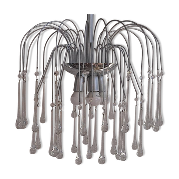 Lustre cascade avec gouttes de murano c1970