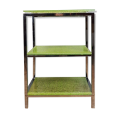 Meuble étagère en verre trempé brisé et métal