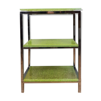 Shelf cabinet in broken tempered glass and metal