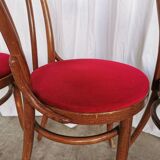 Set of 6 Vintage Bentwood Dining Chairs Set: 1970s , Red Uphols