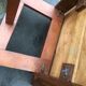 Table vintage René Gabriel pieds compas en chêne d’époque reconstruction